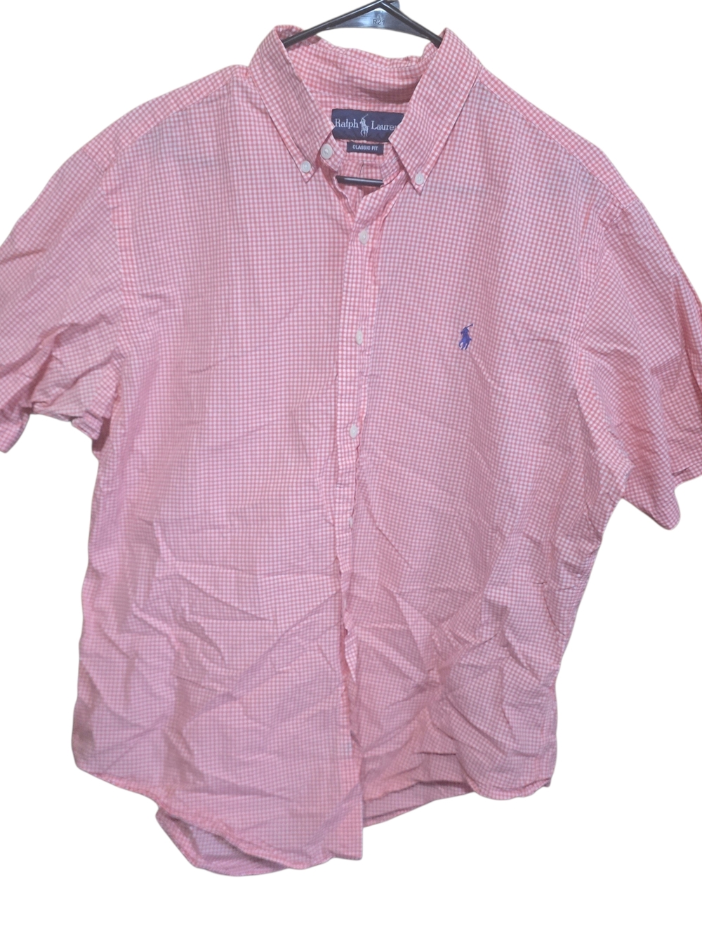 Ralph Lauren Pink Gingham Short Sleeve Button-Down Shirt